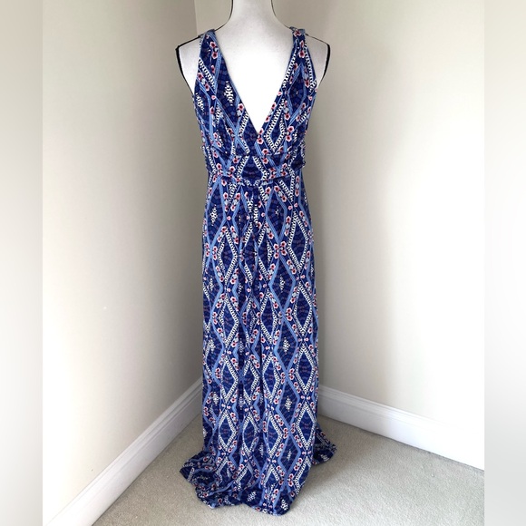 NWT Lemon Tart Shania Stitch Fix v-neck maxi dress abstract print Size XL - Picture 7 of 11